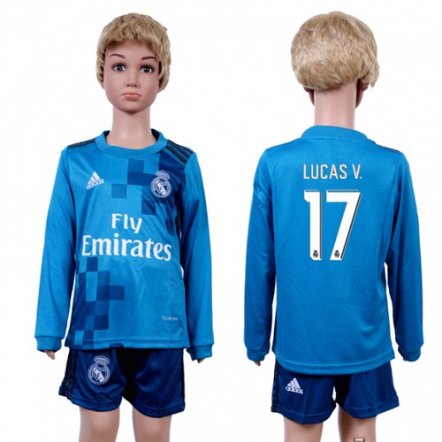 Real Madrid #17 Lucas V. Sec Away Long Sleeves Kid Soccer Club Jersey